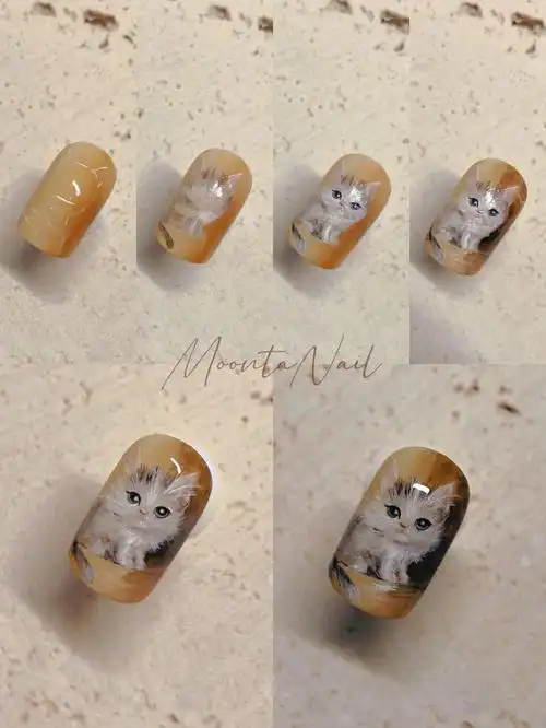手绘猫咪美甲居家的每一天都在精进自己