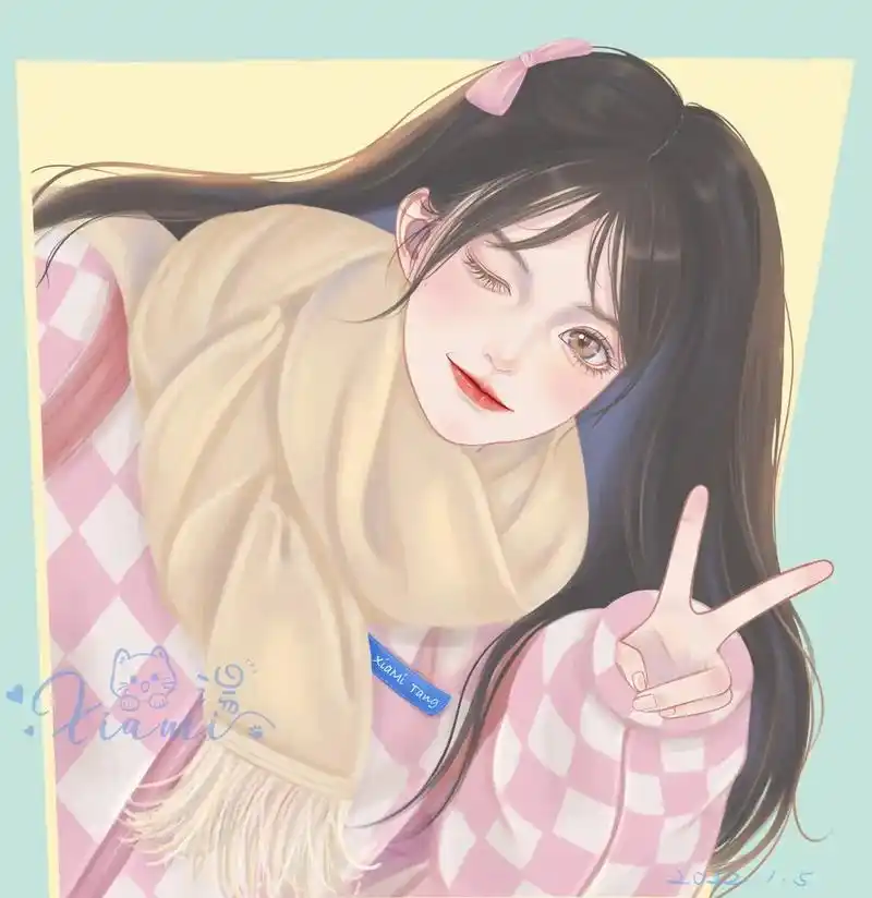 粉嫩少女~#手绘头像 #procreate绘画 #女生头像  - 抖音