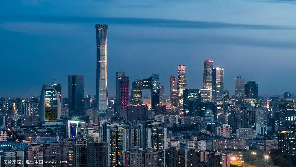 航拍北京国贸cbd夜景