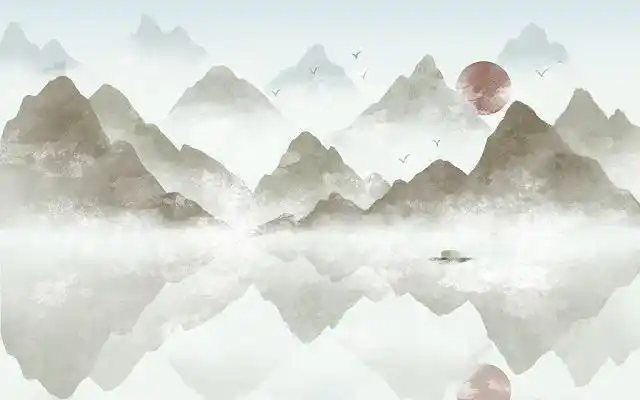 古风水墨山水图谷雨背景