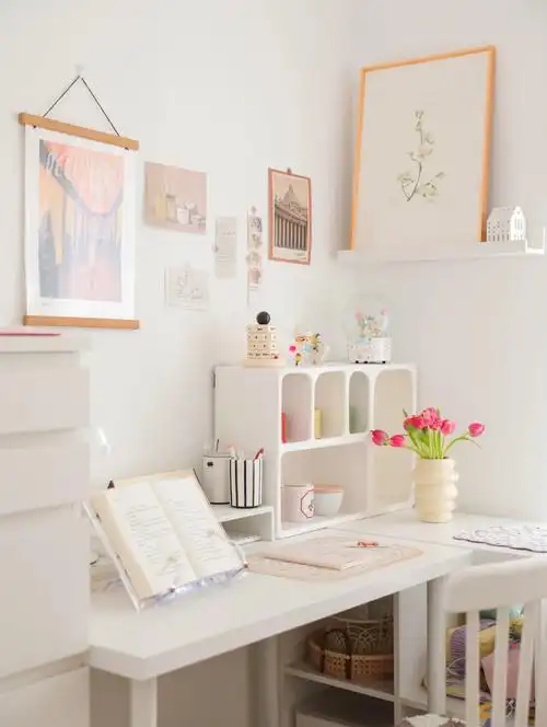 书桌布置白色系书桌太好看了