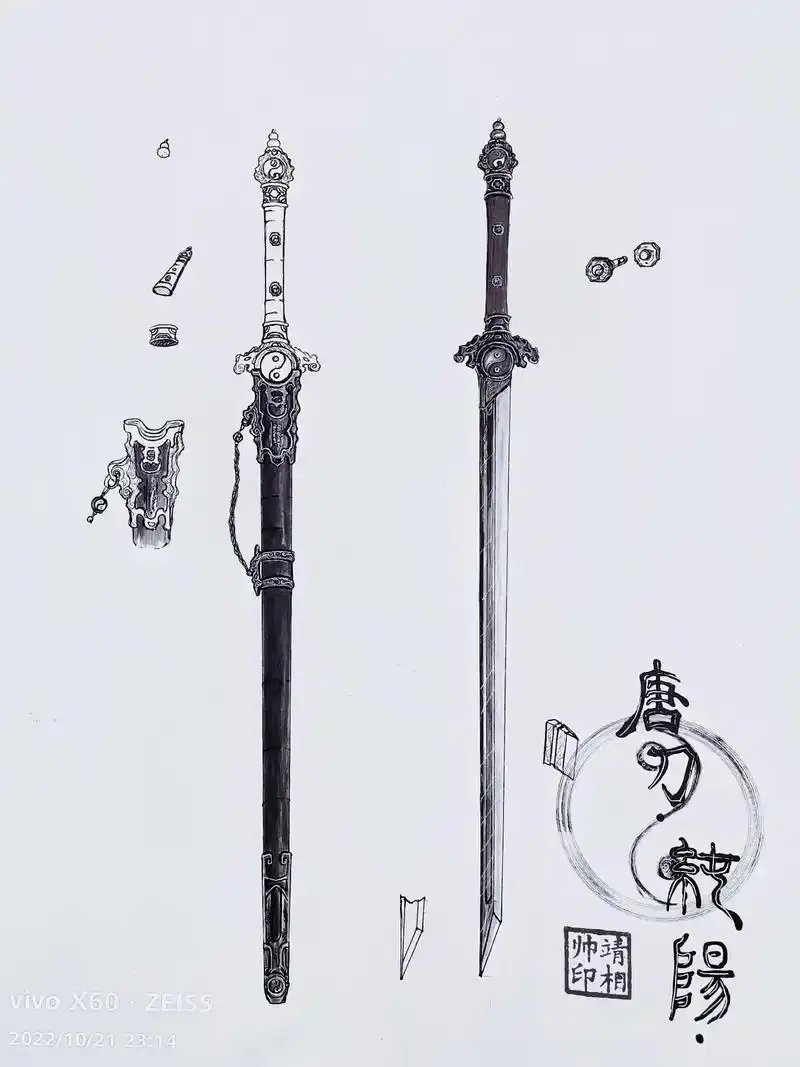 自画武器图谱.太极唐刀.希望大家喜欢97 - 抖音