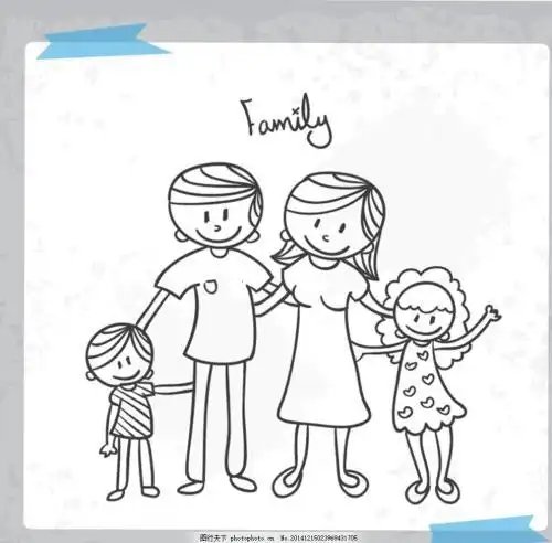 全家简笔画四口之家