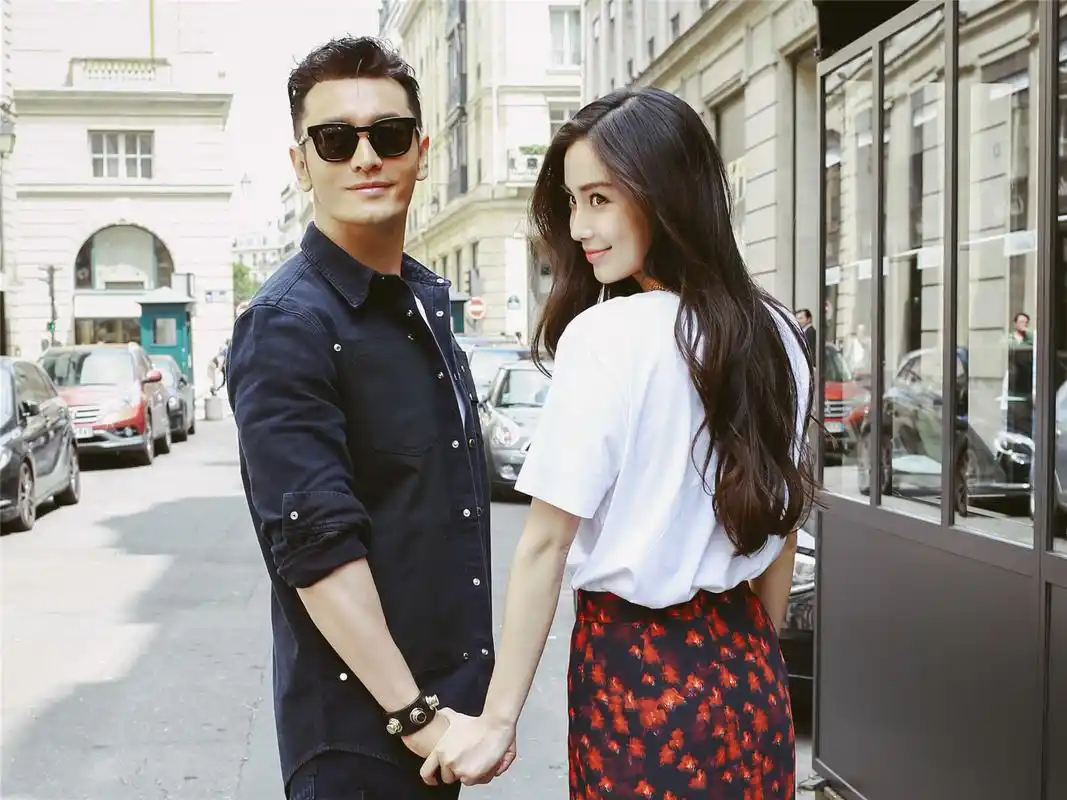 黄晓明anglebaby甜蜜街拍电脑壁纸