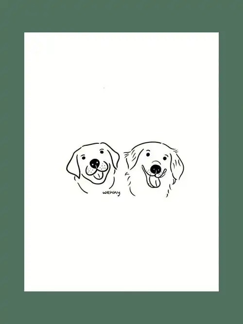 ins风极简手绘logo线条图案宠物简笔画狗狗