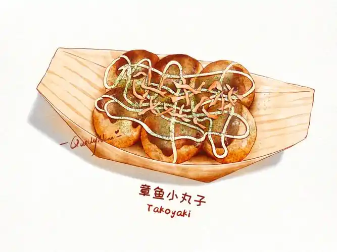 ipad水彩美食章鱼小丸子