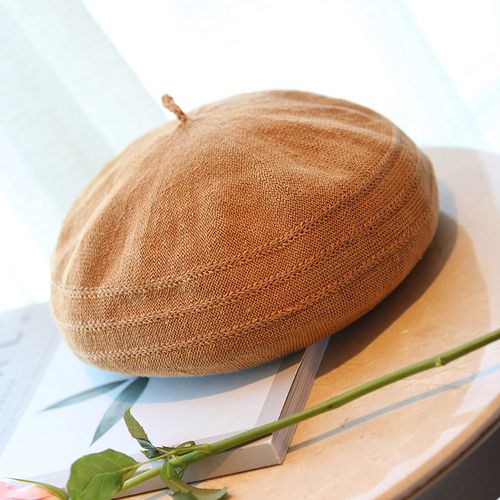 2022年秋季新品亚麻贝雷帽女士文艺休闲画家帽挺括有型出游百搭帽