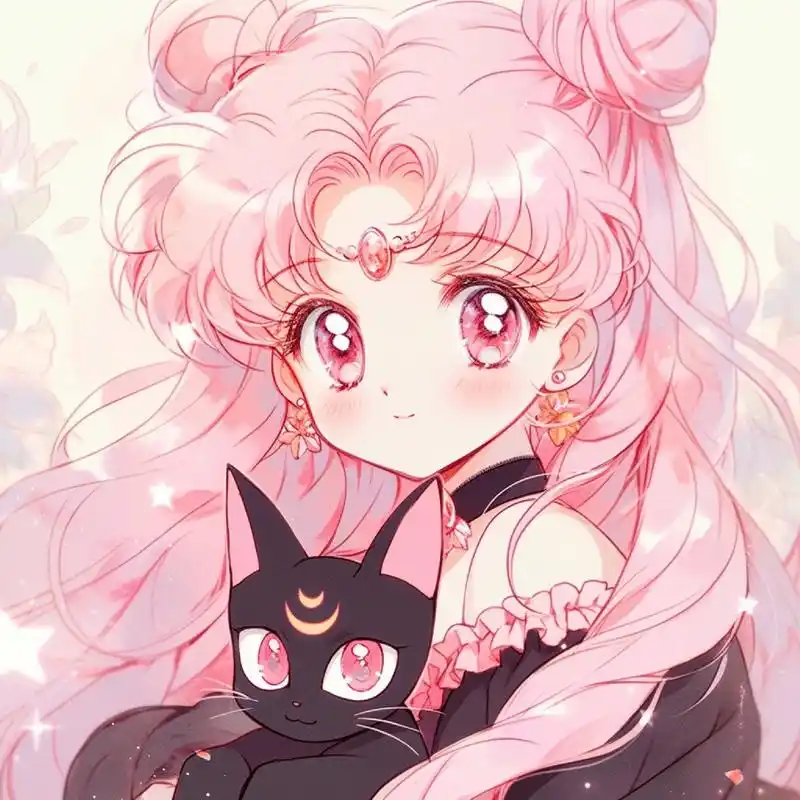 动漫头像‖萌萌美少女和她的小黑猫 用这样头像心情会很好哦! *.