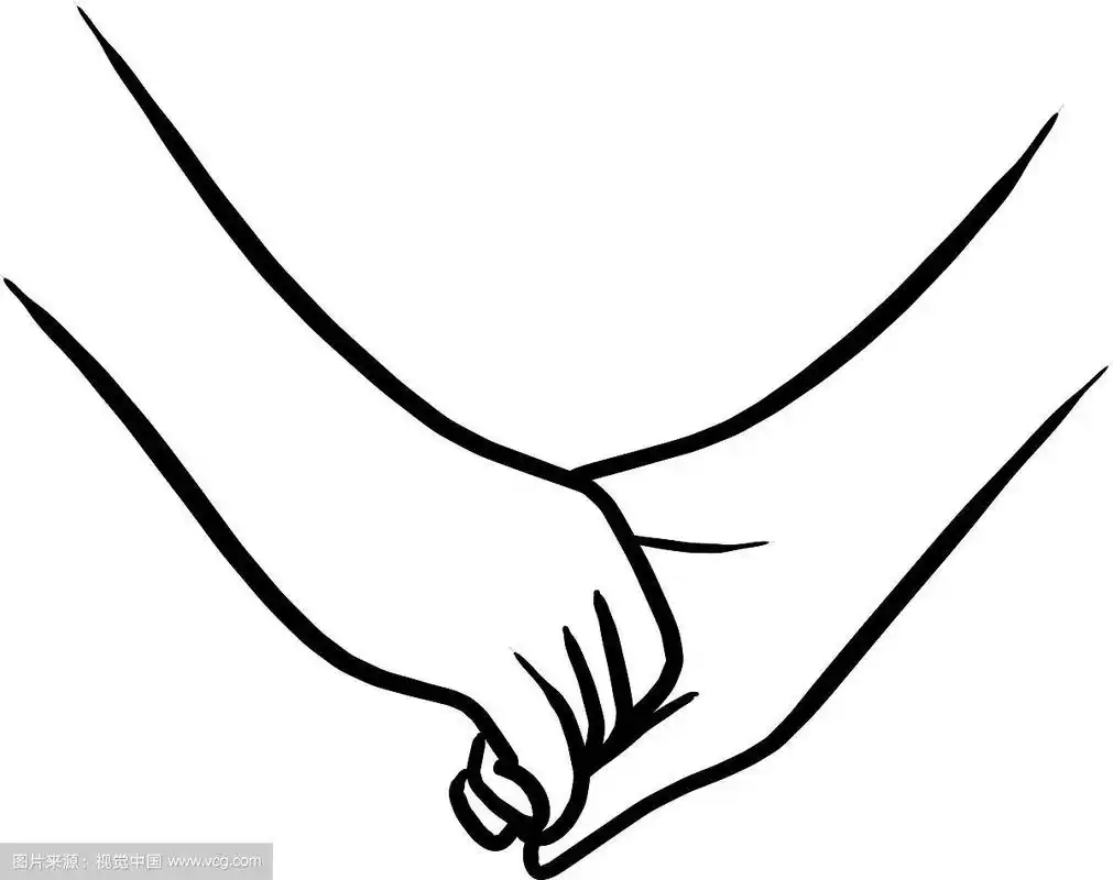 牵手的恋人写生的手