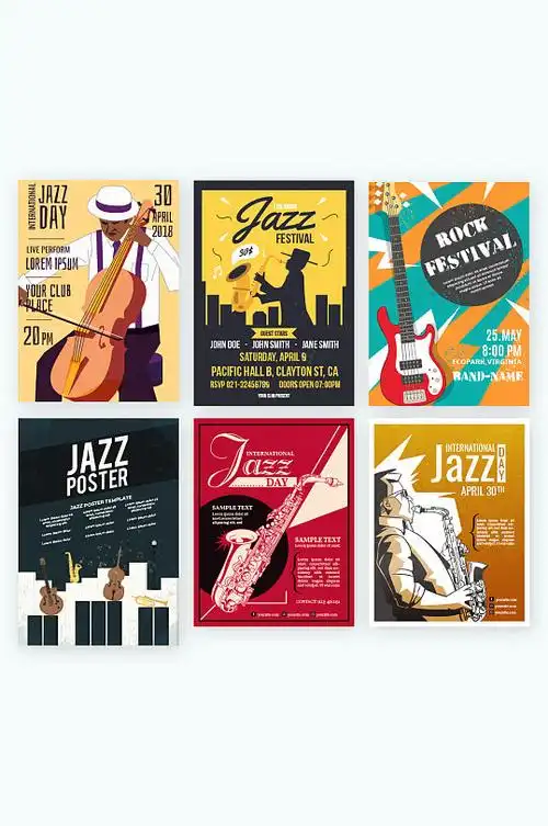 jazz蓝调音乐会矢量海报