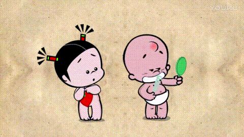 动漫小屁孩照镜子自恋gif动图_动态图_表情包下载_soogif