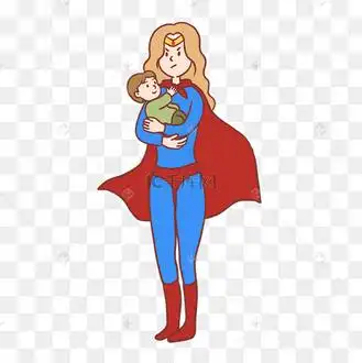 母亲节母亲是超人插画免抠元素下载