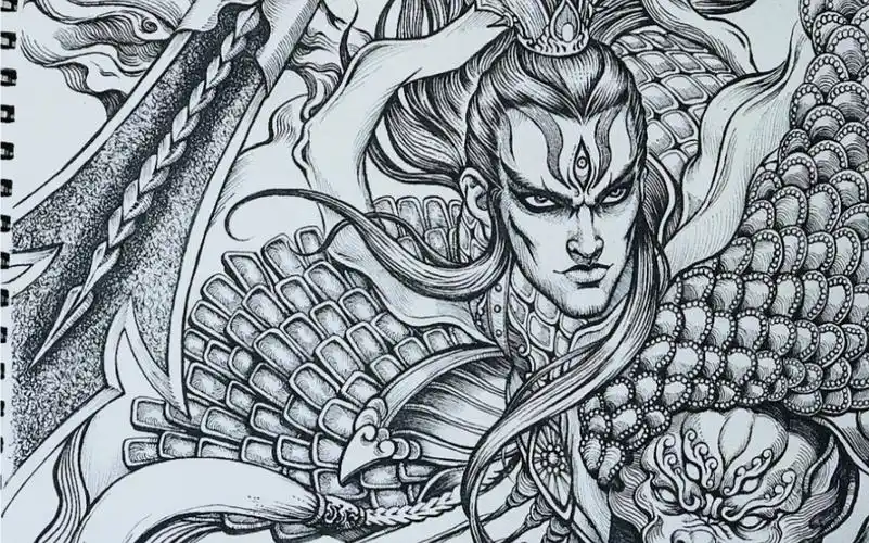 原创手绘二郎显圣真君