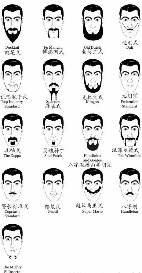 下巴比较短或者形状不好的人,可以用这种胡须来调整和修饰下巴的形状