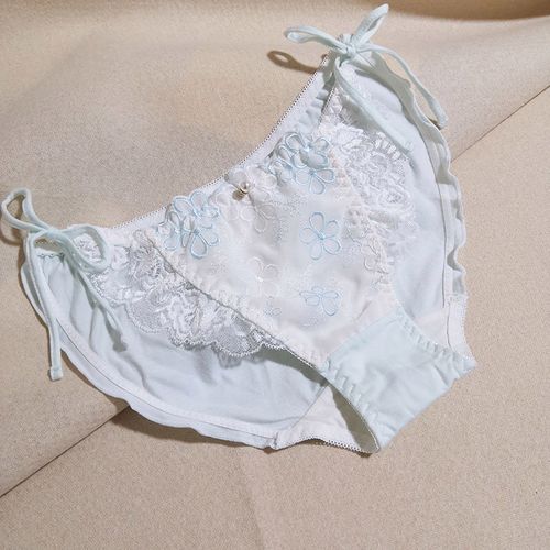 系带内裤女可解开绑带式两侧系带子刺绣蕾丝大码绳子纯棉女用日系