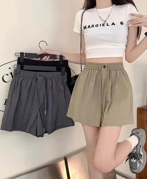 工装短裤女夏季2024新款高腰垂感宽松显瘦外穿速干休闲直筒阔腿裤