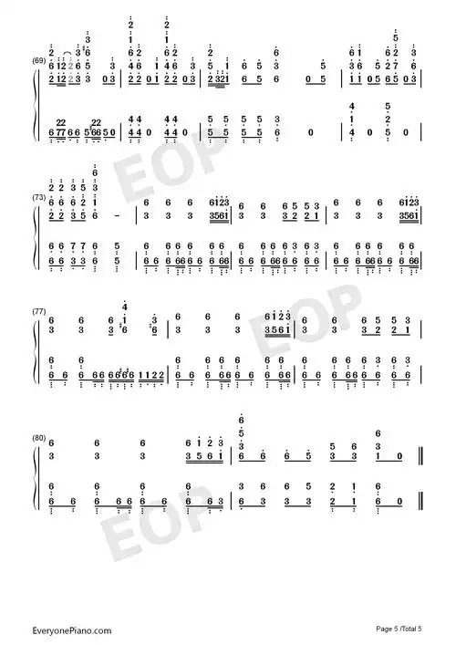 极乐净土-合音版双手简谱预览5-钢琴谱文件(五线谱,双手简谱,数字谱