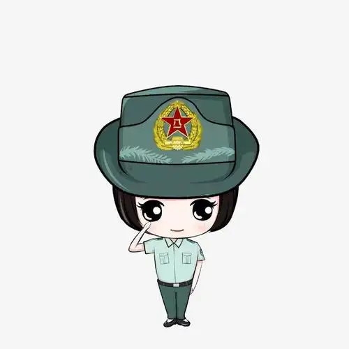 卡通敬礼的女解放军素材