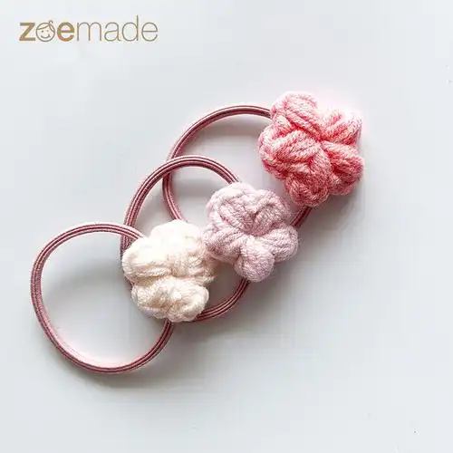 童发女童橡皮筋毛线小花花朵头绳三个组儿圈不发饰