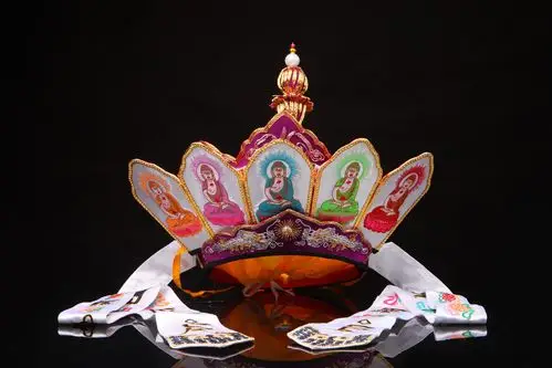 乾辰 庄严如法师帽精品龙绣毗卢帽 佛教用品 五佛帽 佛教法帽