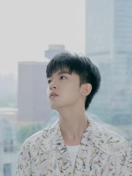 李明德印花衬衫清爽写真图片