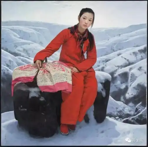 二妮的红盖头》140x80cm2014《太行喜事》180x350cm2014油画《沐浴