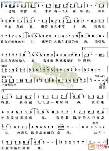 孙燕姿遇见乐谱及歌词