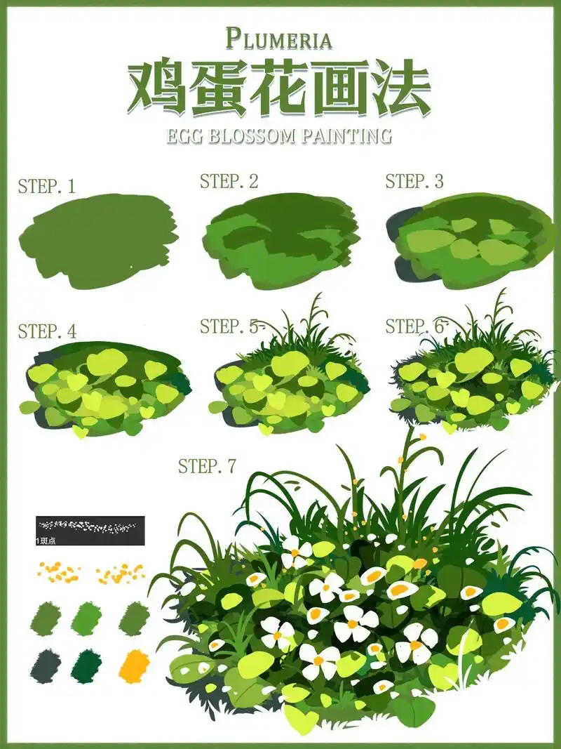 插画教学 i 超简单的扁平风草丛画法.学会画背景,你和大场景 - 抖音