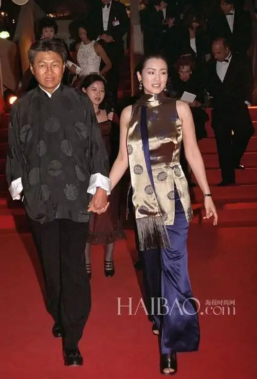 巩俐与老公黄和祥亮相1997年第50届戛纳电影节