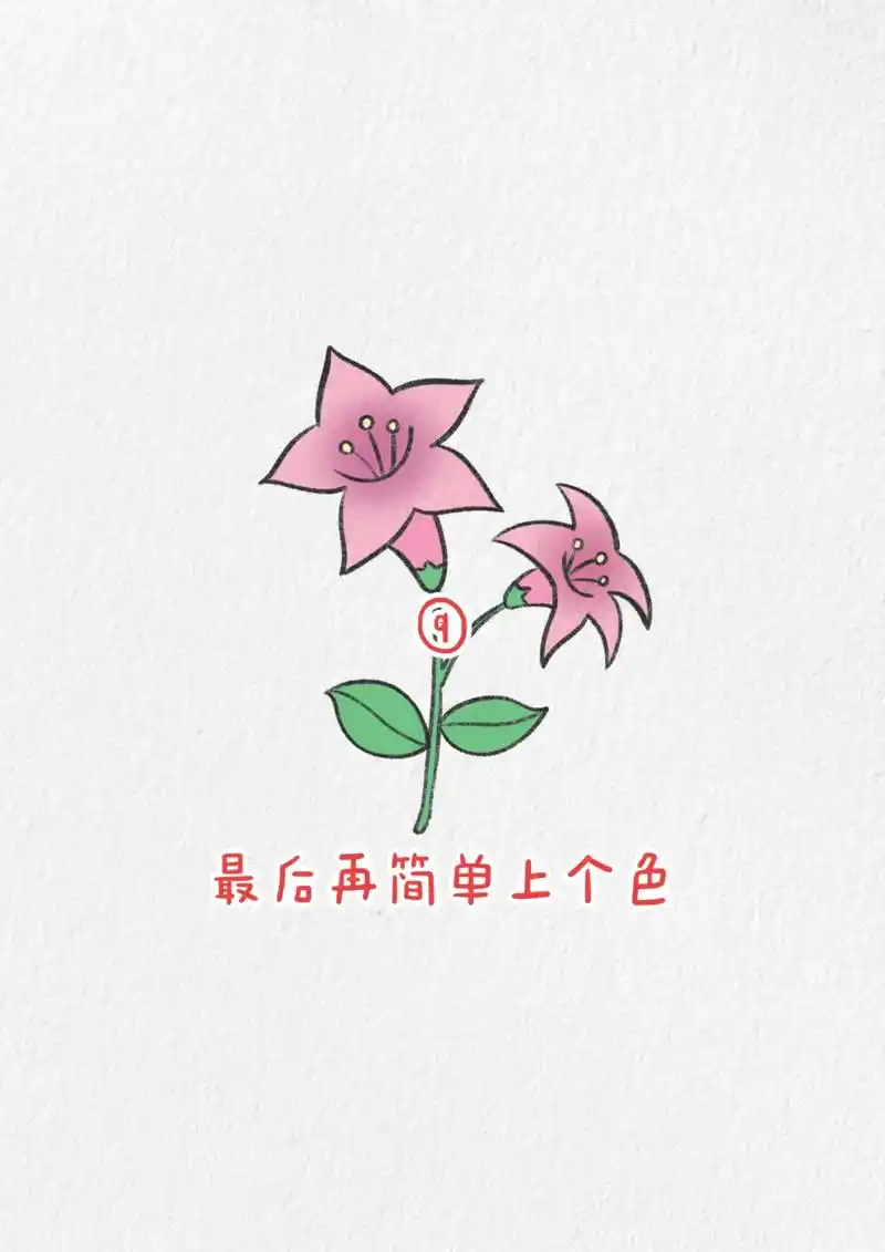 第9个-百合花.100个简笔画教程#简笔画 #少儿美术 #宝 - 抖音