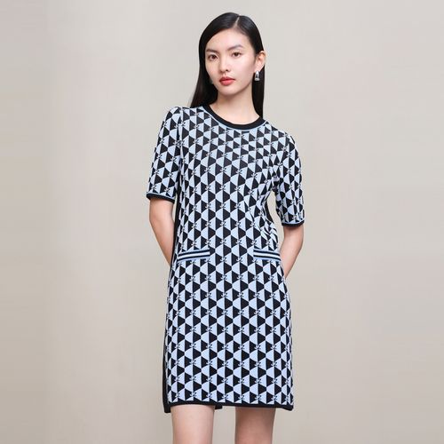 商场同款jz玖姿几何印花连衣裙女春季针织裙jwdc31607