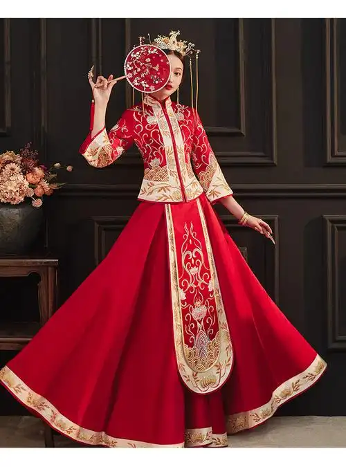 中国风汉服新娘结婚敬酒服中式婚礼新娘服装古装秀禾服礼服嫁衣显瘦