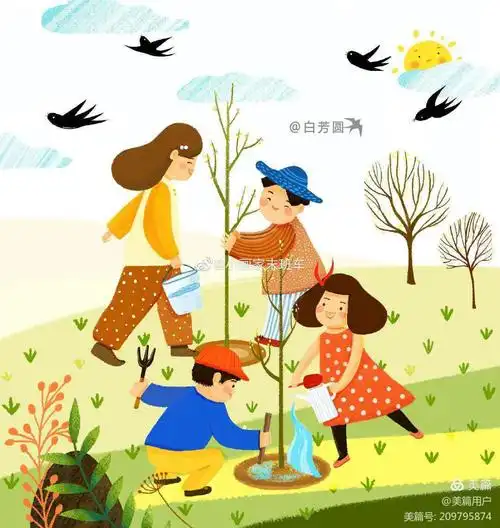 里宅中心幼儿园中二班小朋友提倡大家要爱护花草树木多一片绿叶,多一