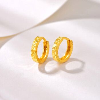 温忆5g足金999耳环女黄金满天星耳钉车花闪亮耳扣耳饰送长辈节日礼物