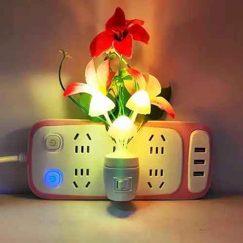 led蘑菇小夜灯创意家居装饰七彩夜光灯儿童房间床头灯卧室睡眠灯