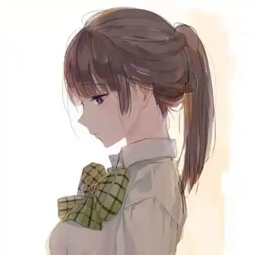 长发女孩卡通头像侧脸