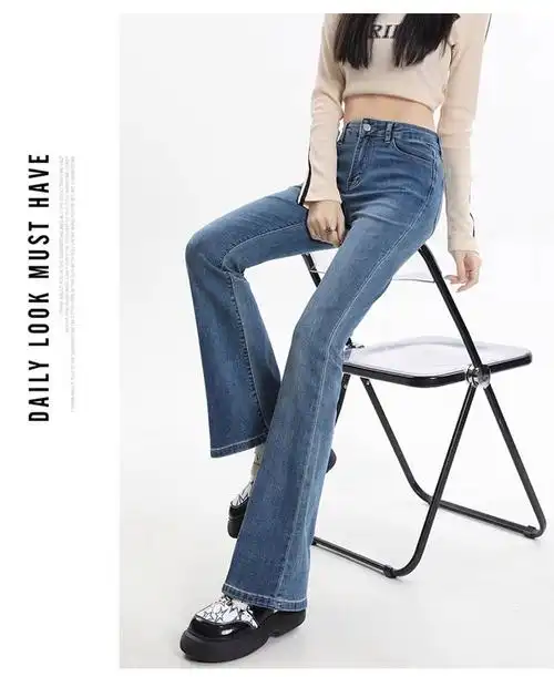 黑色微喇牛仔裤女2024夏季新款今年流行爆款小个子高腰马蹄喇叭裤