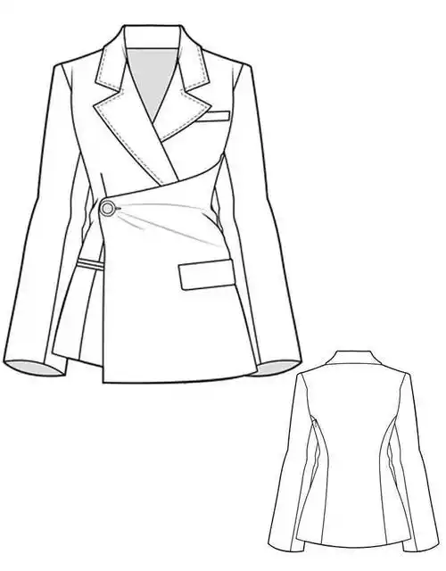服装设计款式图上衣正反面款式图ai绘画