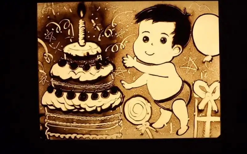 沙画,可爱的小朋友生日快乐