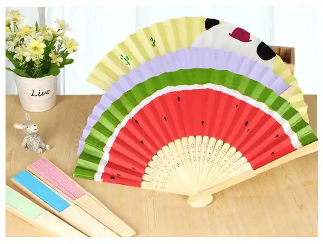 儿童空白折扇 手工纸扇子中国风画画diy材料包手绘绘画折叠竹扇面儿童