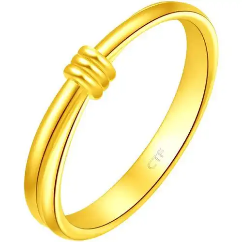 新款周大福珠宝首饰时尚大气简约足金金戒指精品eor10