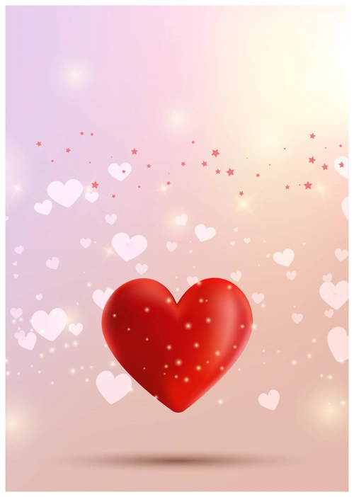 梦幻唯美漂浮爱心心形底纹矢量背景
