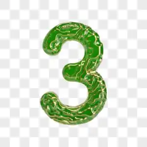 3耳朵金镶玉立体倒计时周年庆数字3素材