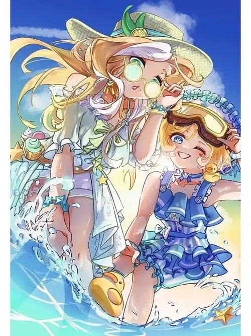 的排版吼喜欢～有空的话我还会多画几个女孩子的夏日贴贴噢#第五人格