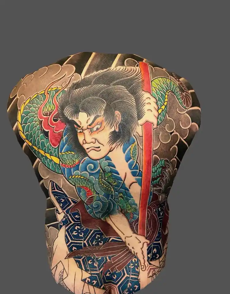 满背纹身 #纹身素材 #传统人物 - 抖音
