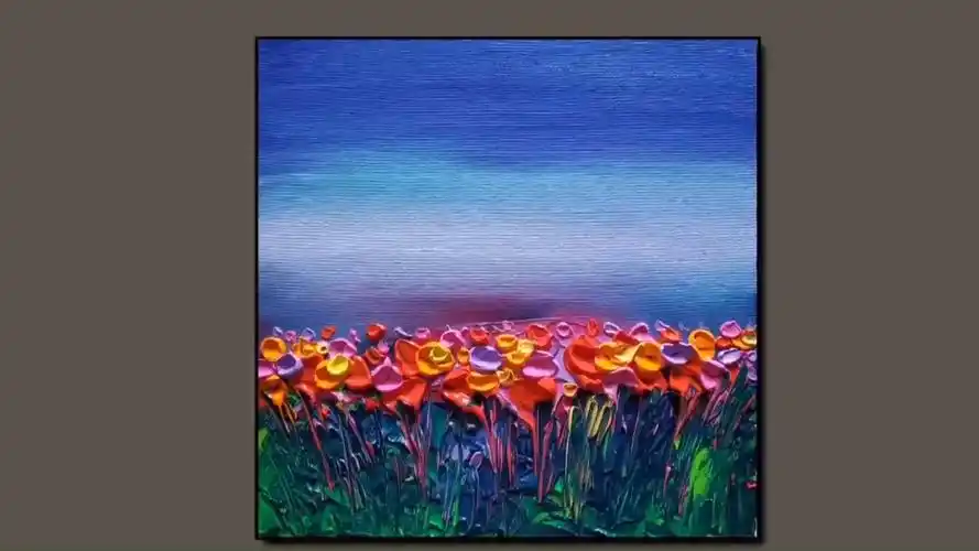 丙烯画##丙烯画  #创意美术 丙烯颜料涂鸦—花海