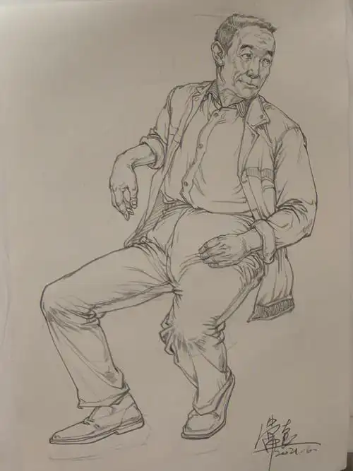 线性速写照片临摹完整示范