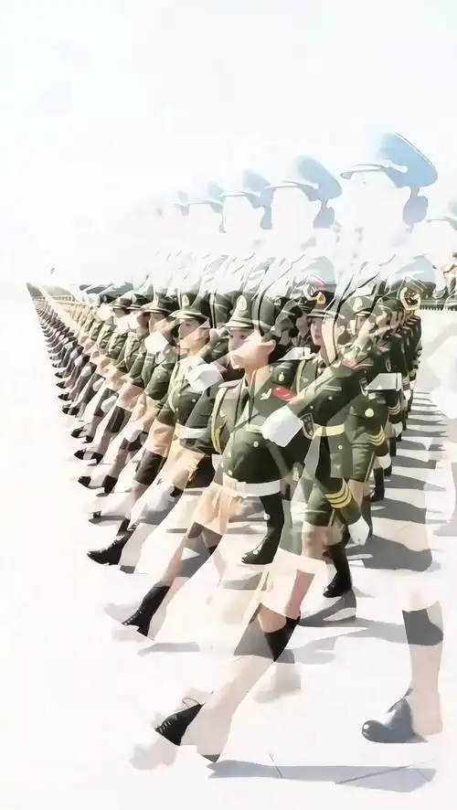 女兵阅兵方阵,整齐的队伍!