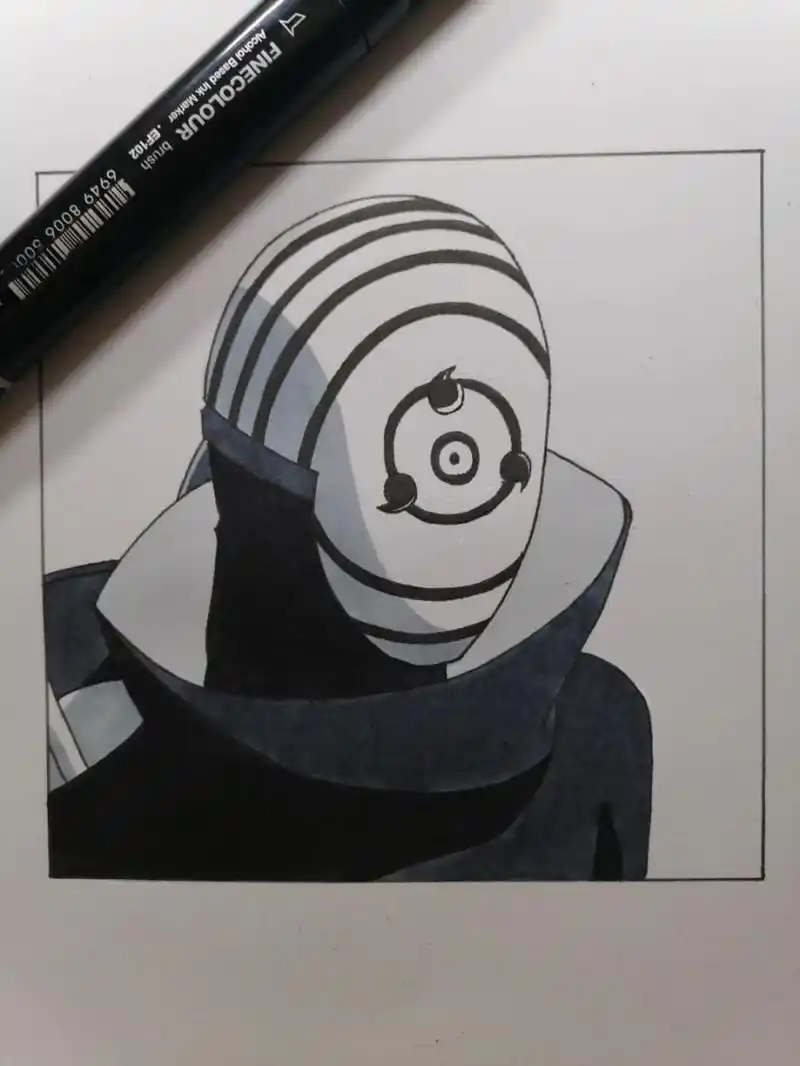 白面具带土教程 #火影忍者# #手绘教程# #带土