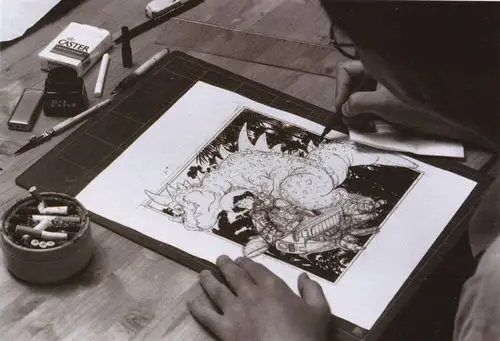 鸟山明原画集#『鸟山明』在1990年现场绘制手稿的花絮旧照[中国註]